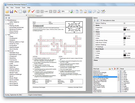 Vocabulary Worksheet Factory Crossword